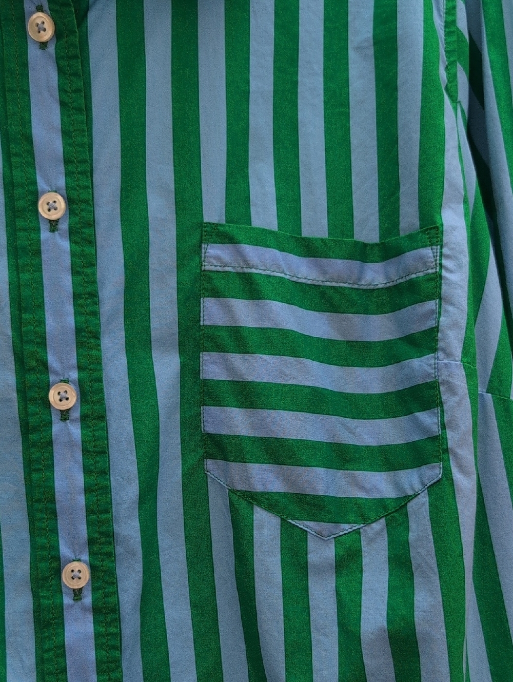 Talbots Plus Garden Stripe 100% Cotton Button Front Shirt Blue & Green Size 2X - Picture 6 of 9